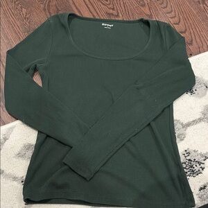 Old Navy Green Fitted Long Sleeve Blouse